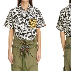 R13 Safari Zebra Print Button Down Shirt